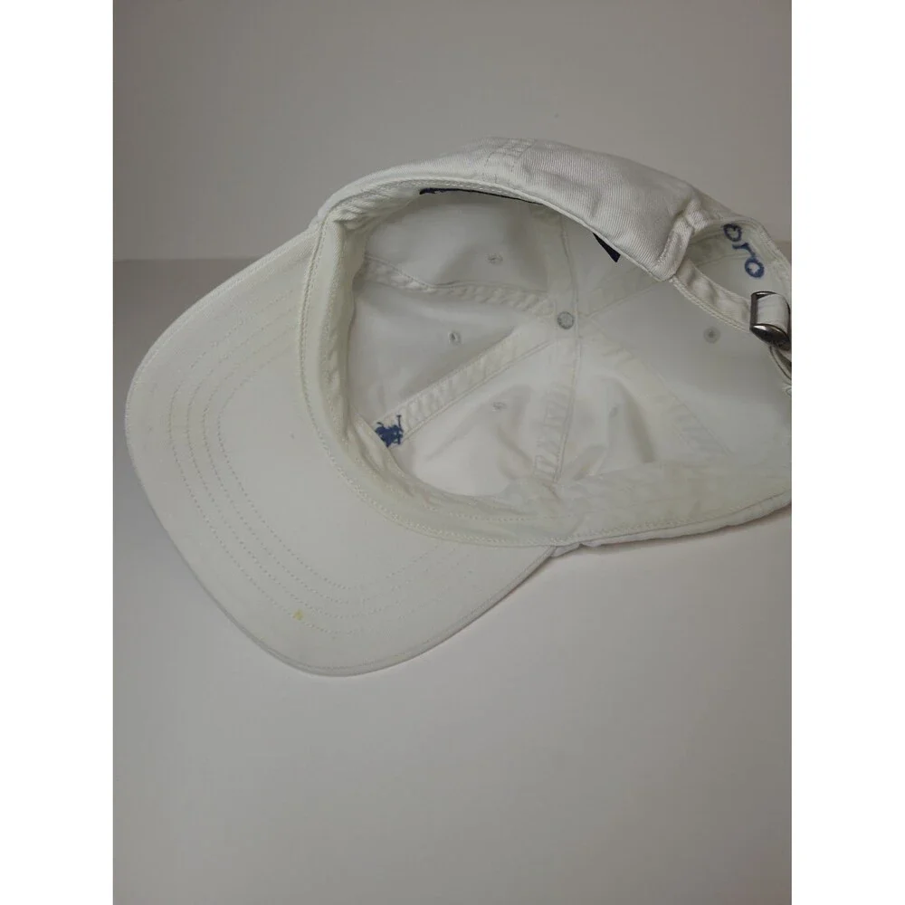 Vtg  Polo Ralph Lauren hat White Blue Pony